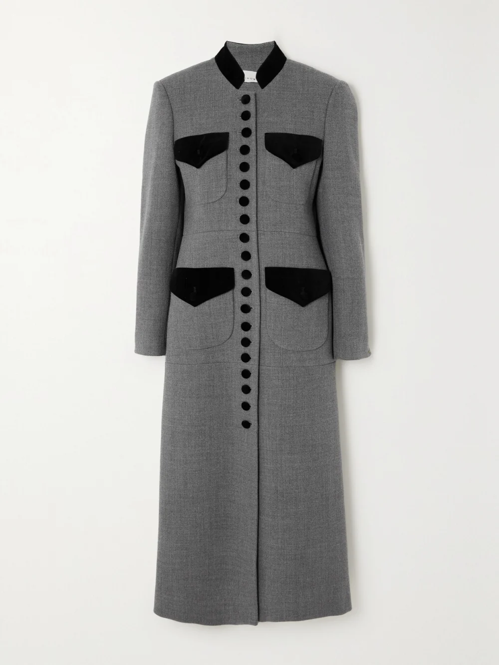 Liberowe Velvet-trimmed Wool Coat in gray