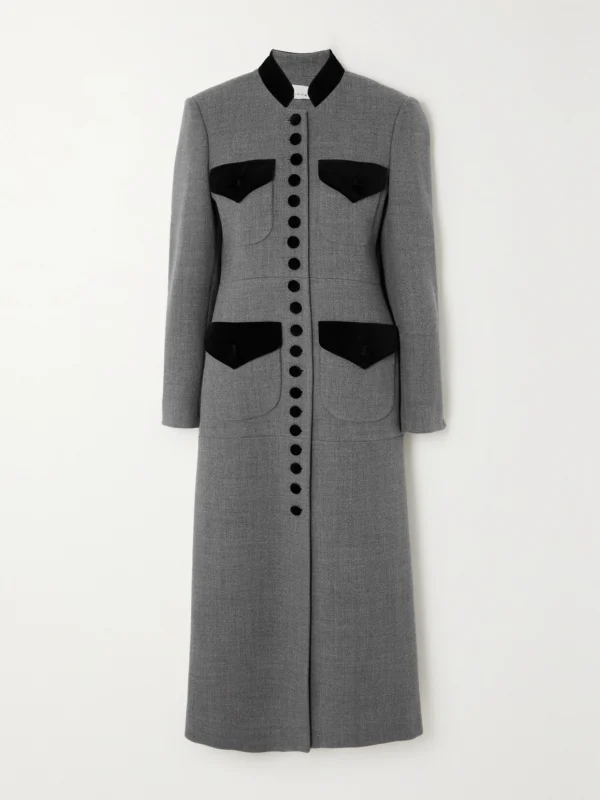 Liberowe Velvet-trimmed Wool Coat