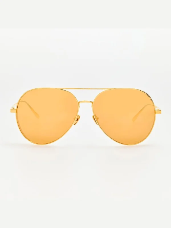 Linda Farrow Ace Sunglasses in 22K Gold