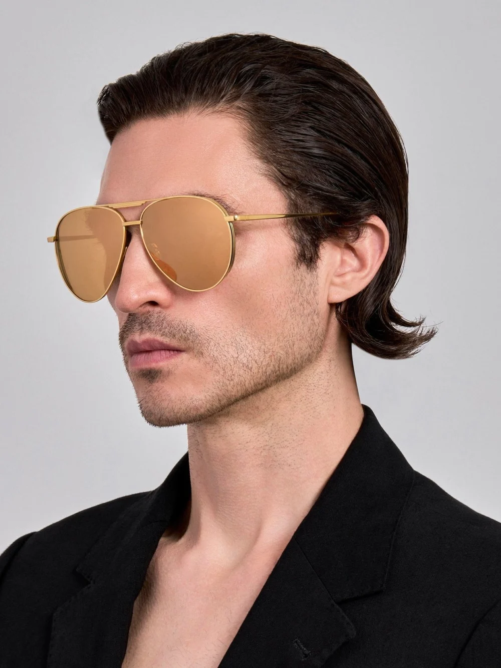 Linda Farrow Ace Sunglasses, 22k gold, view 4