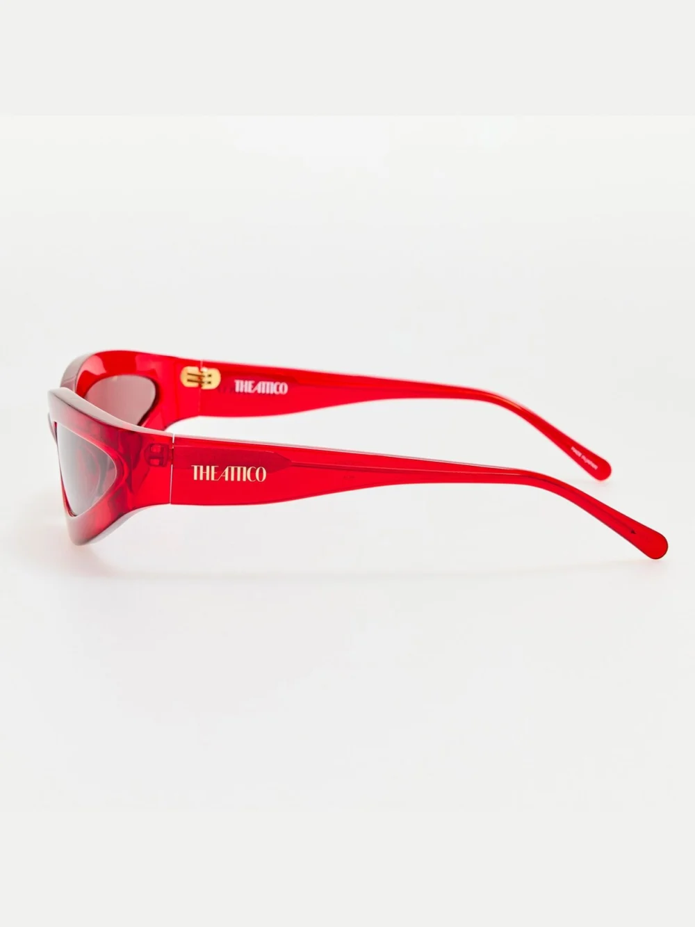 Linda Farrow Agnes Wrap Sunglasses, red, view 2