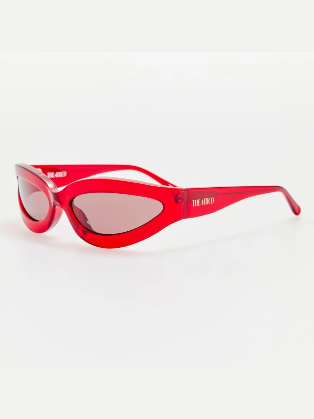 Linda Farrow Agnes Wrap Sunglasses, red, view 4