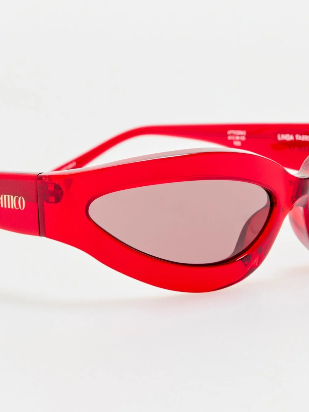 Linda Farrow Agnes Wrap Sunglasses, red, view 5