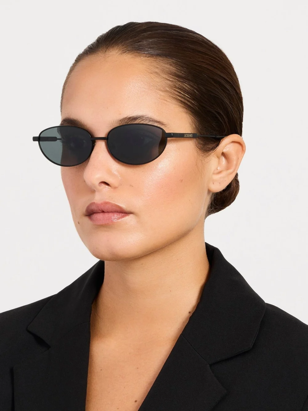 Linda Farrow Alba Sunglasses, matt black, view 3