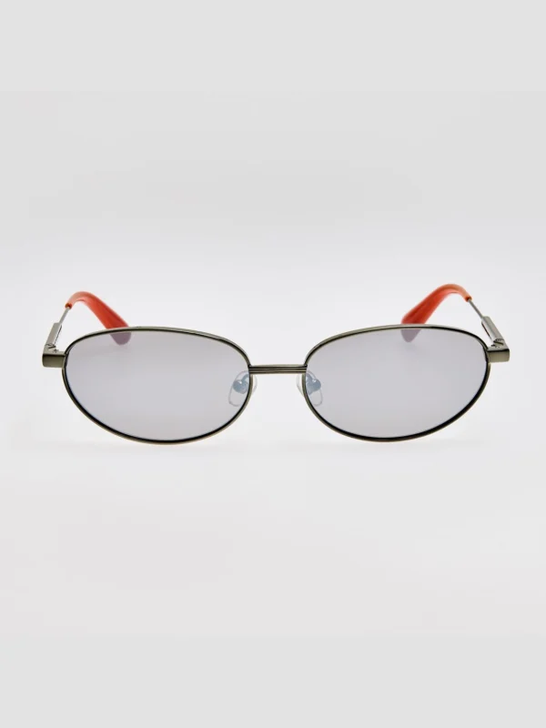 Linda Farrow Alba Sunglasses in Shiny Green and Silver