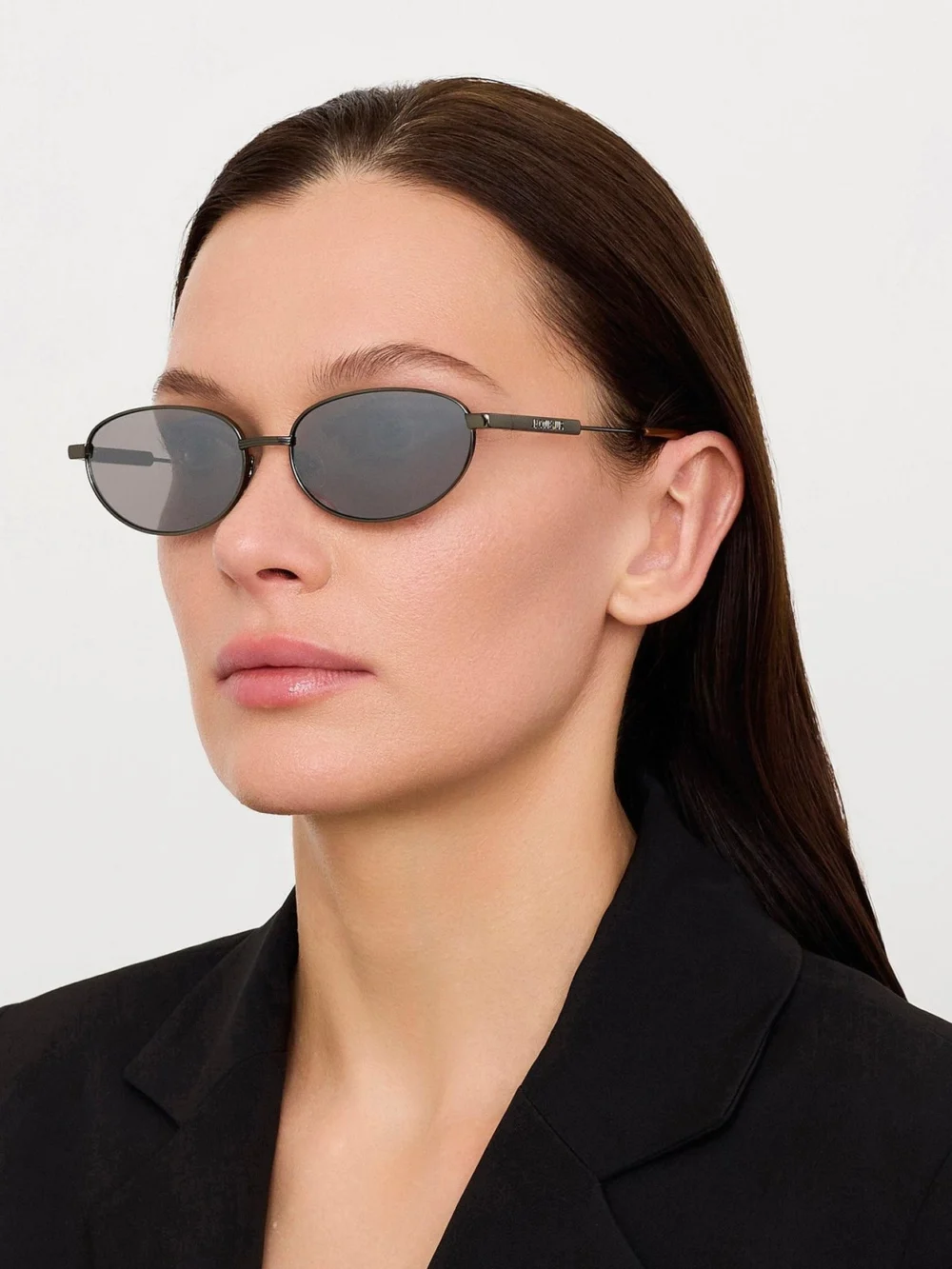 Linda Farrow Alba Sunglasses, shiny green and silver, view 3