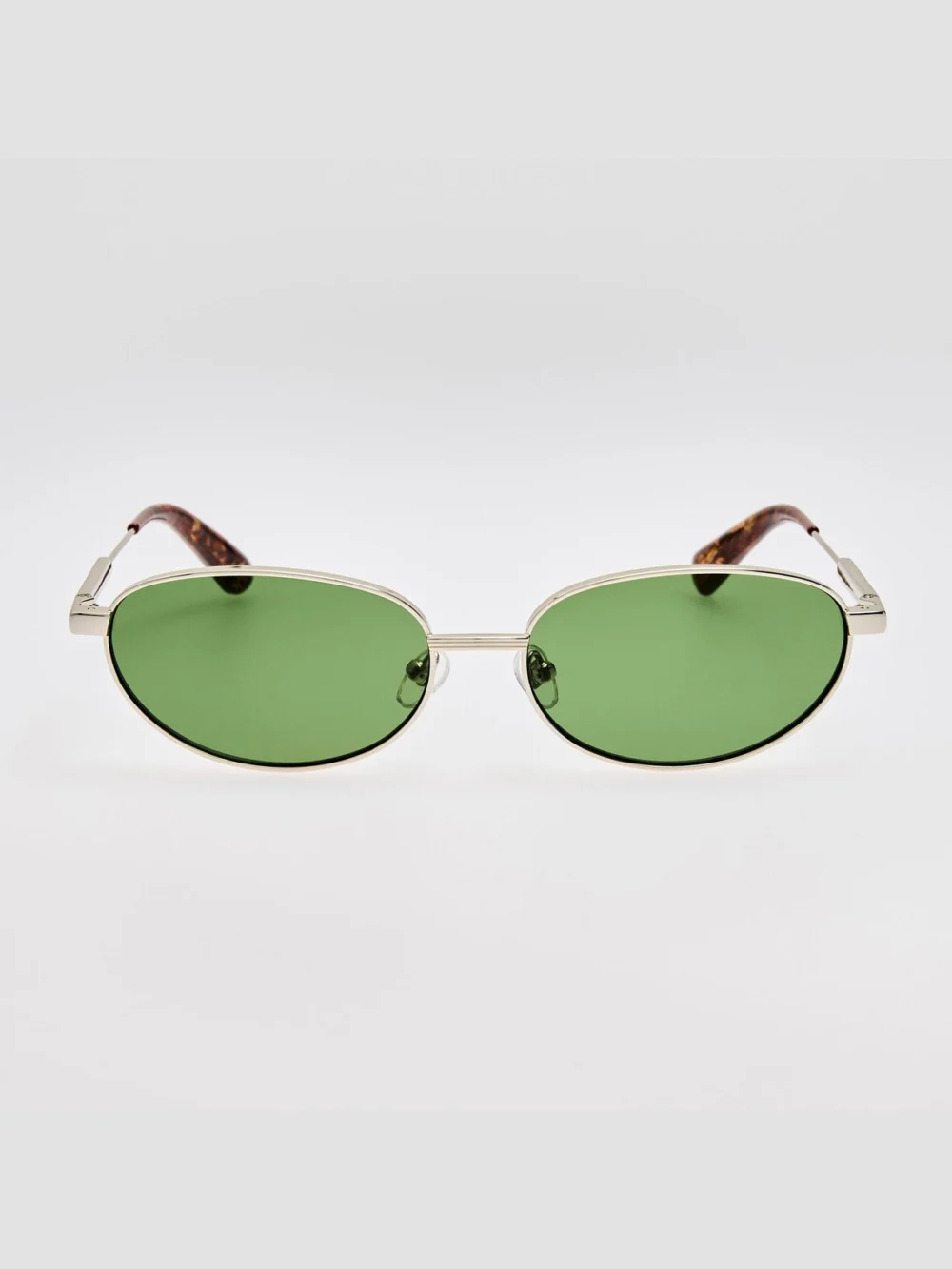 Linda Farrow Alba Sunglasses in silver and green