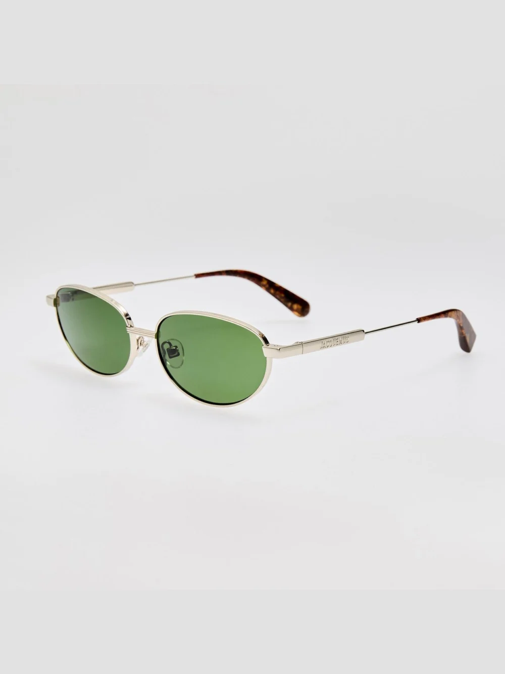 Linda Farrow Alba Sunglasses, silver and green, view 2