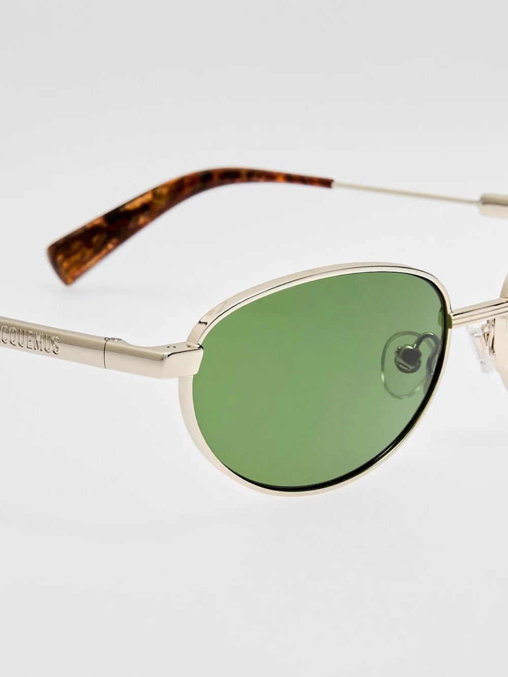Linda Farrow Alba Sunglasses, silver and green, view 5