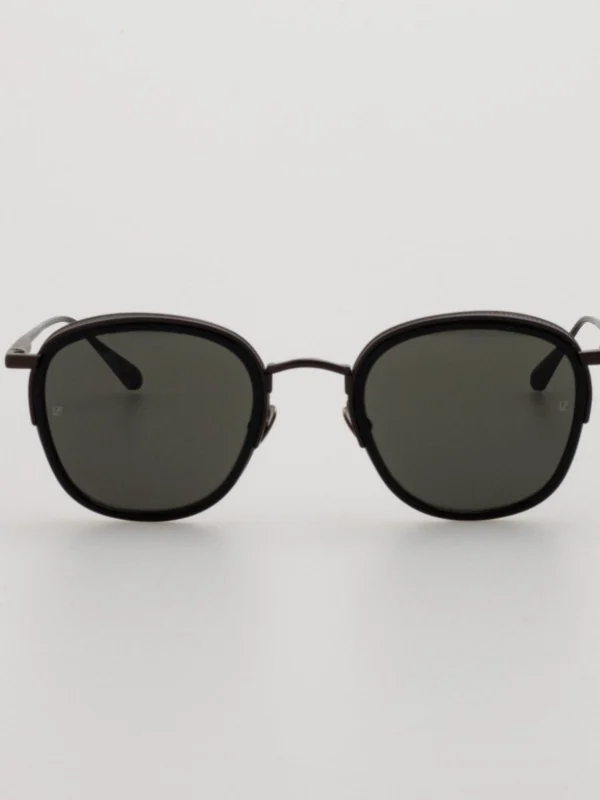 Linda Farrow Aldrin Sunglasses in Black Matt Nickel