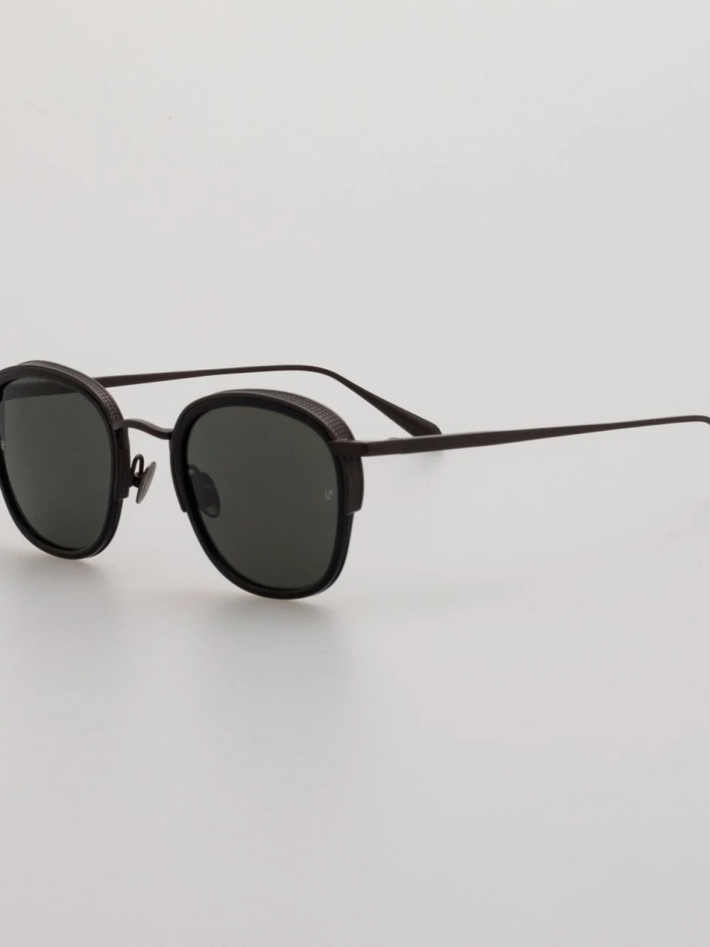 Linda Farrow Aldrin Sunglasses, black matt nickel, view 2