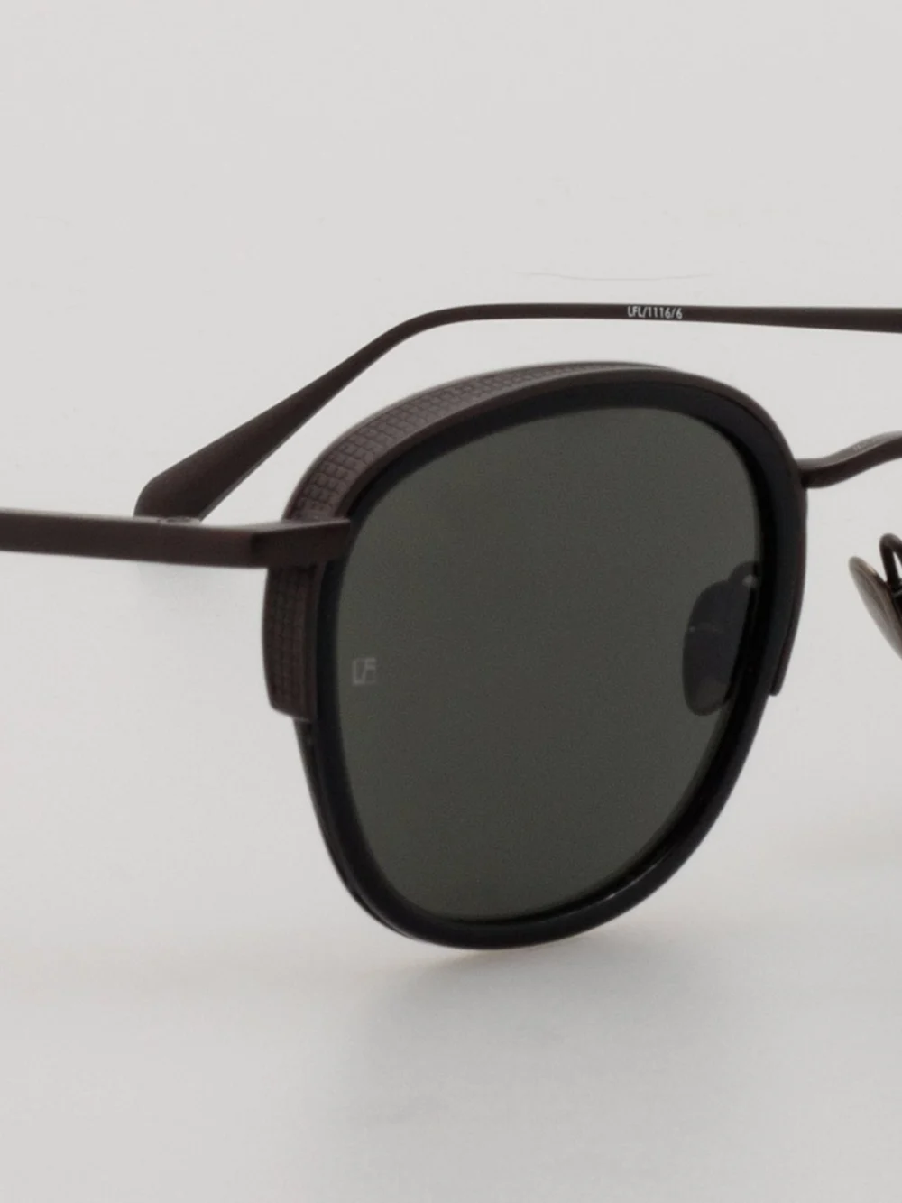 Linda Farrow Aldrin Sunglasses, black matt nickel, view 3
