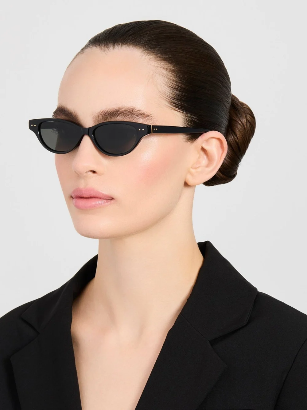 Linda Farrow Alessandra Sunglasses, black, view 3