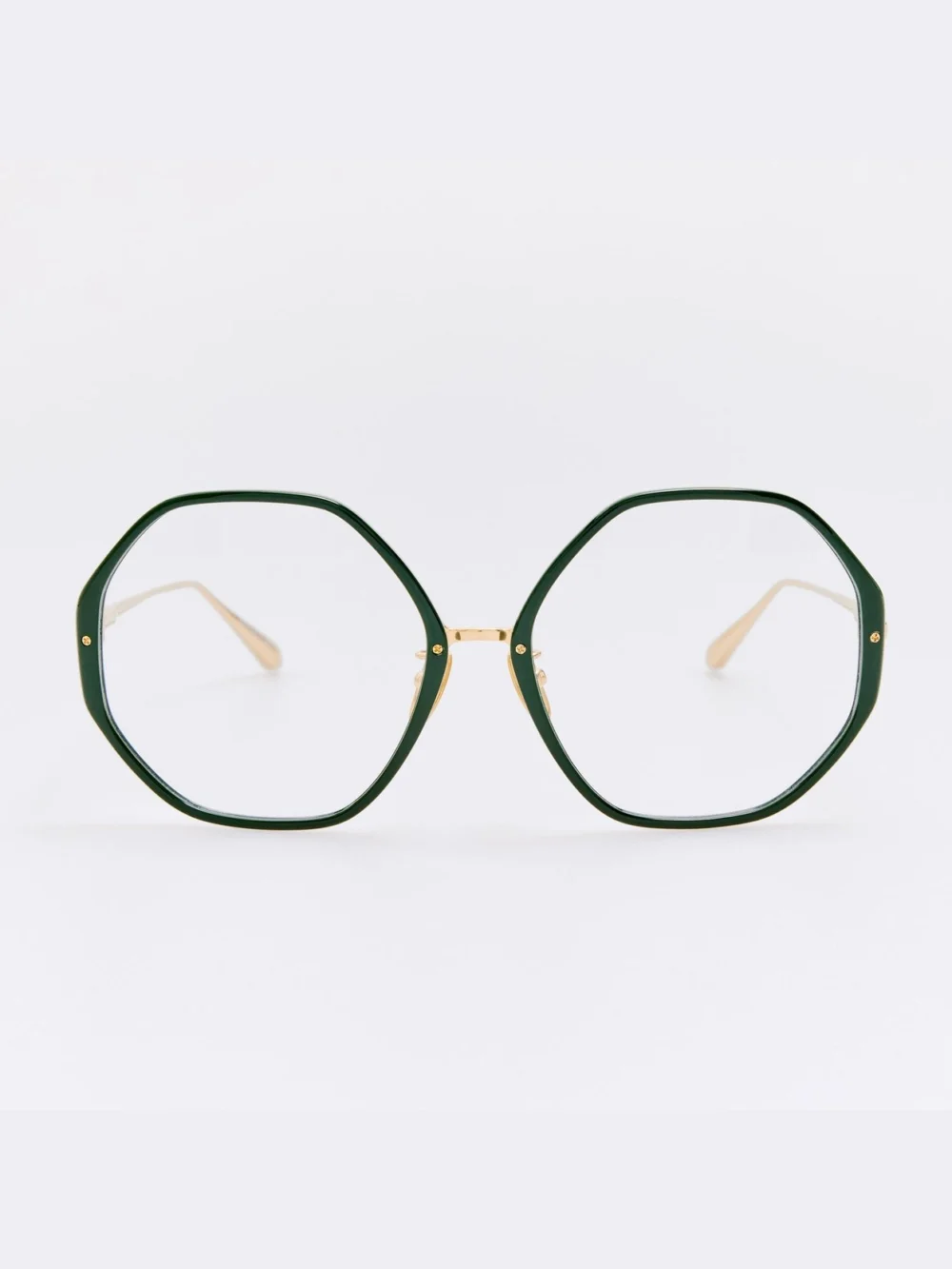Linda Farrow Alona Optical Frame in 22k gold and green