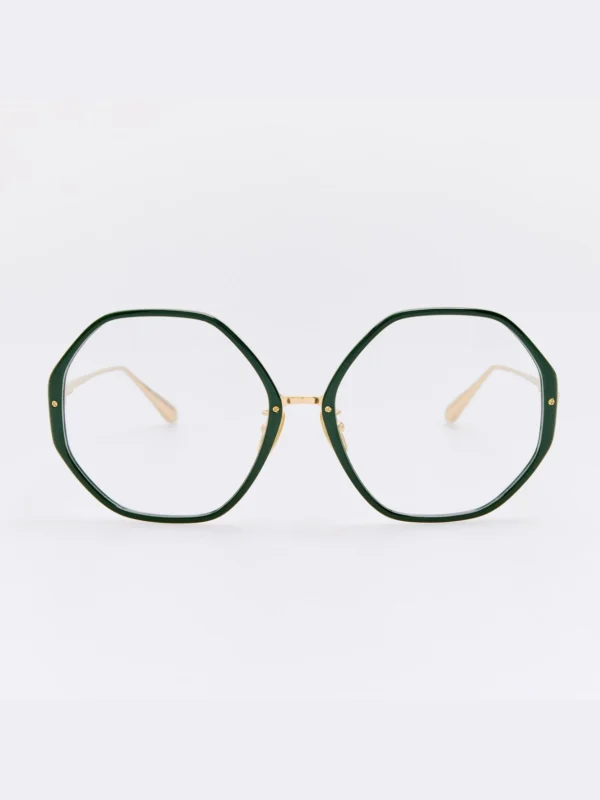 Linda Farrow Alona Optical Frame in 22K Gold and Green