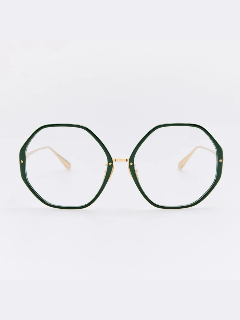 Linda Farrow Alona Optical Frame in 22K Gold and Green