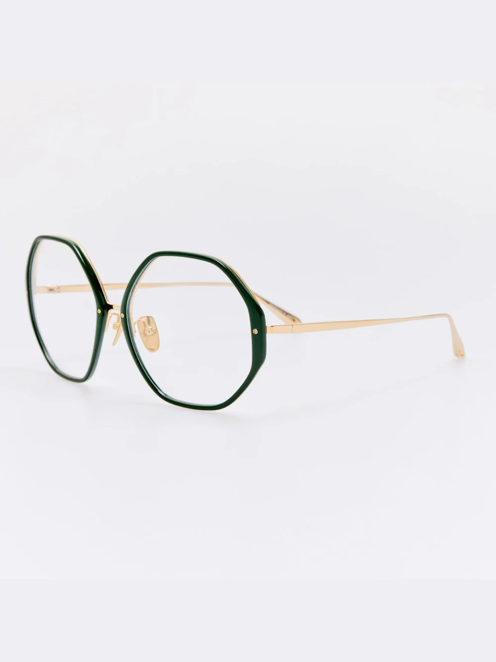 Linda Farrow Alona Optical Frame, 22k gold and green, view 2