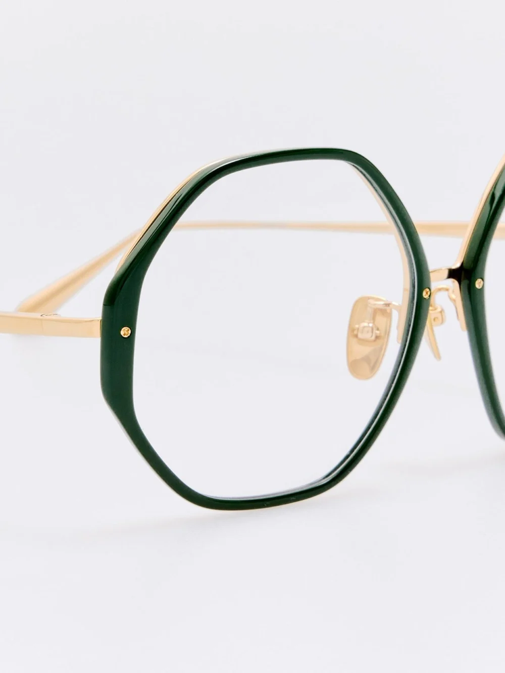 Linda Farrow Alona Optical Frame, 22k gold and green, view 4