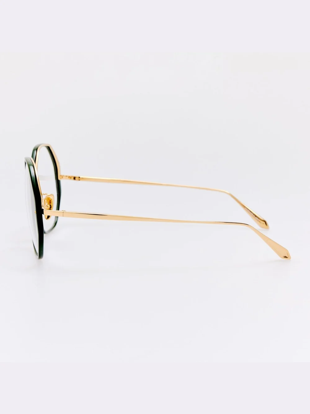 Linda Farrow Alona Optical Frame, 22k gold and green, view 5