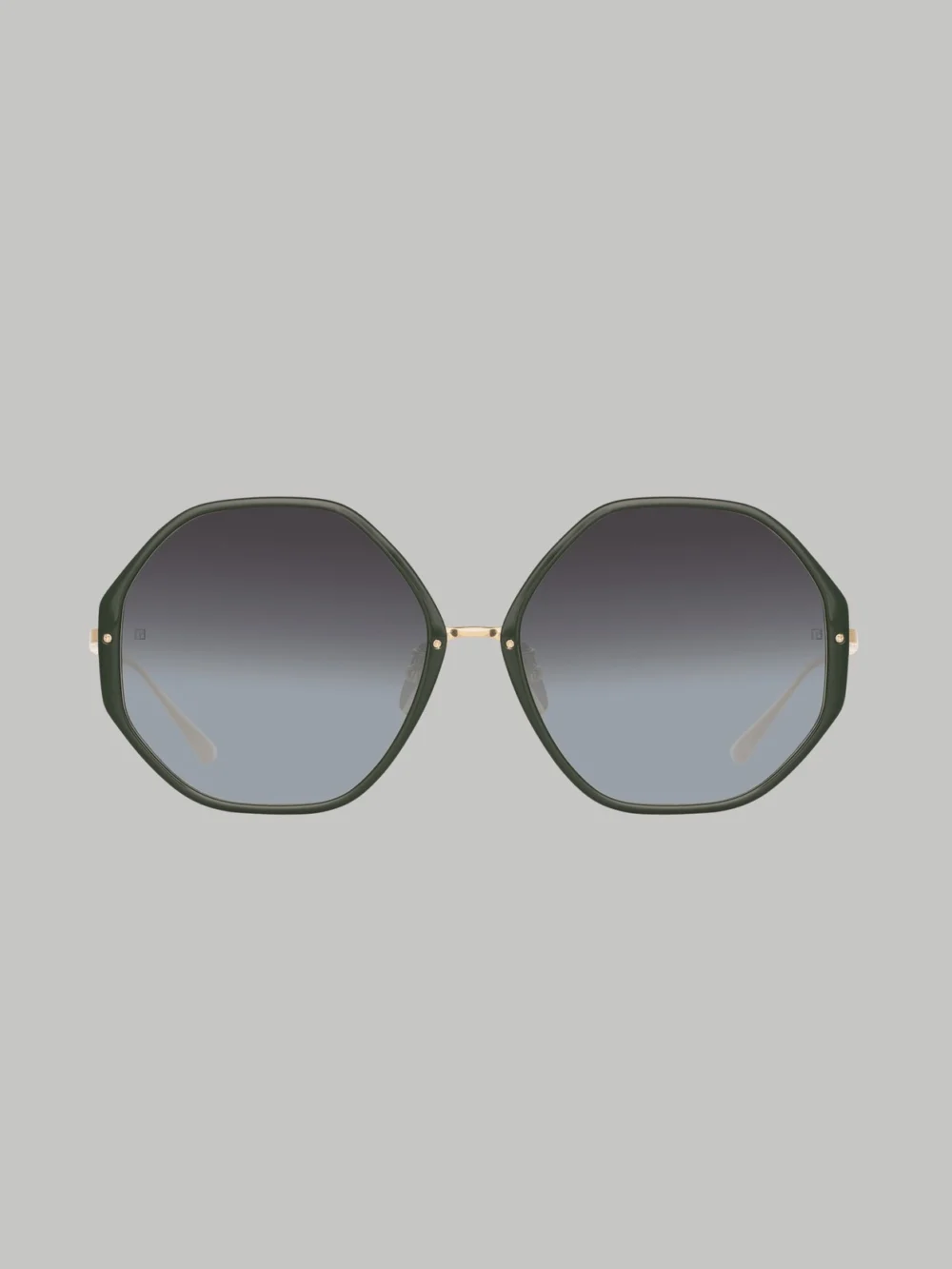 Linda Farrow Alona Sunglasses in 22k gold and green
