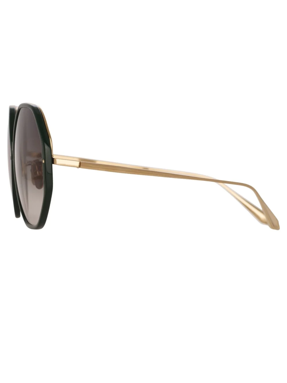 Linda Farrow Alona Sunglasses, 22k gold and green, view 2