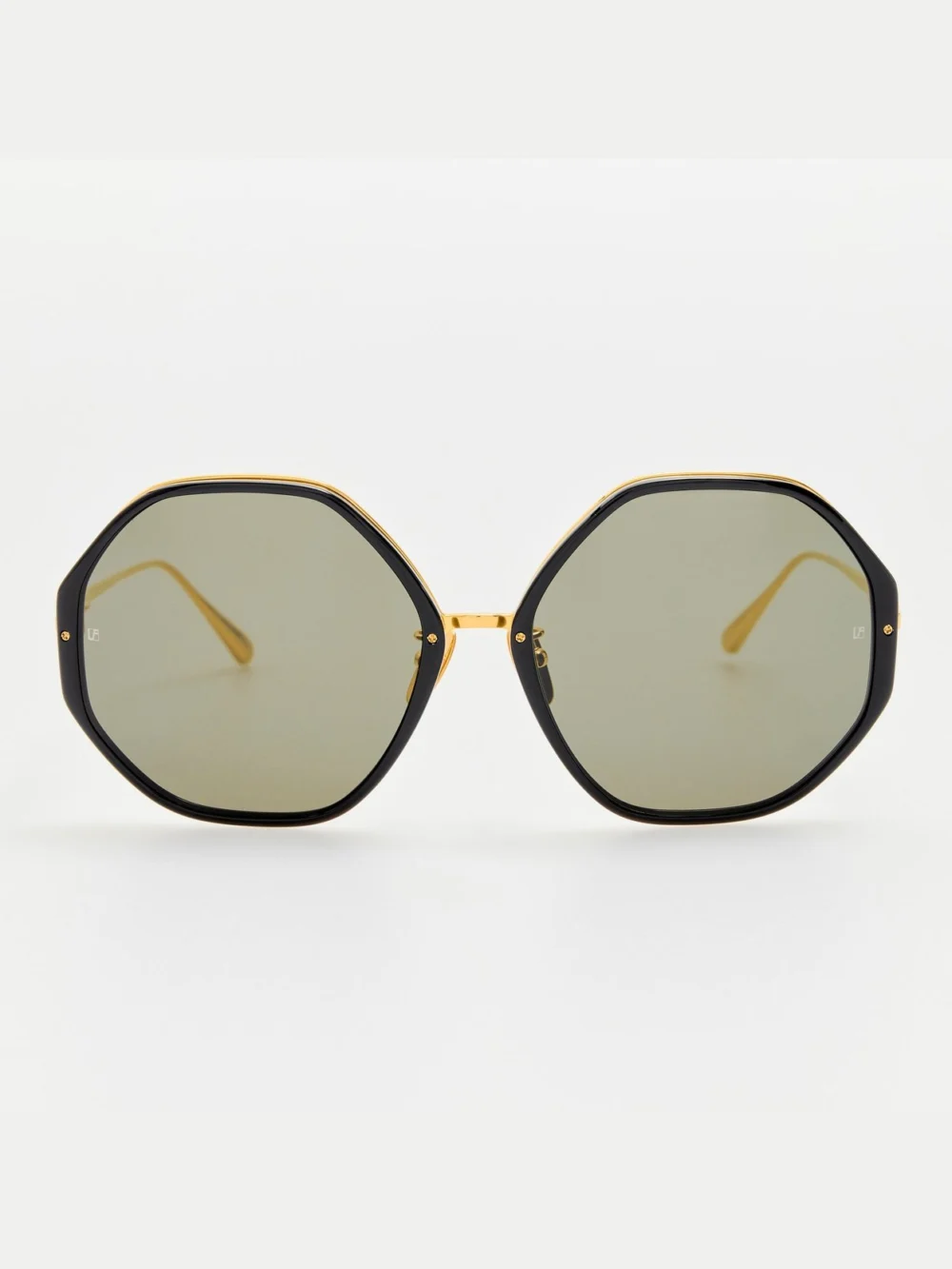 Linda Farrow Alona Sunglasses in 22k gold and grey