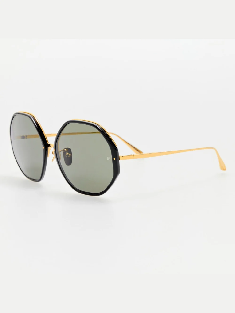 Linda Farrow Alona Sunglasses, 22k gold and grey, view 2
