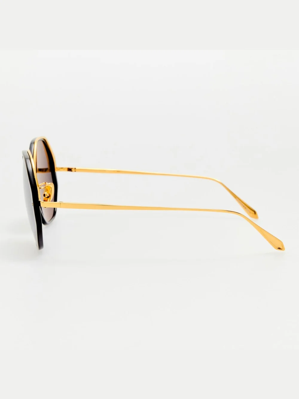 Linda Farrow Alona Sunglasses, 22k gold and grey, view 5