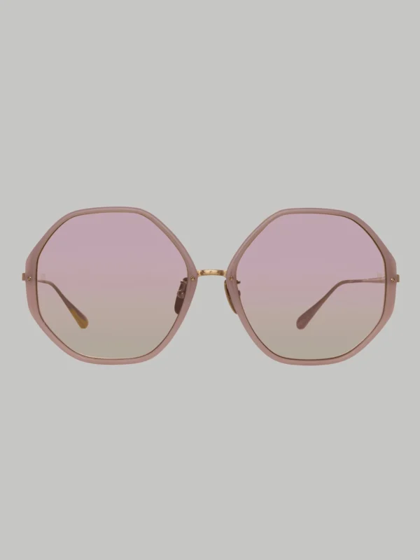 Linda Farrow Alona Sunglasses in 22K Gold and Lilac