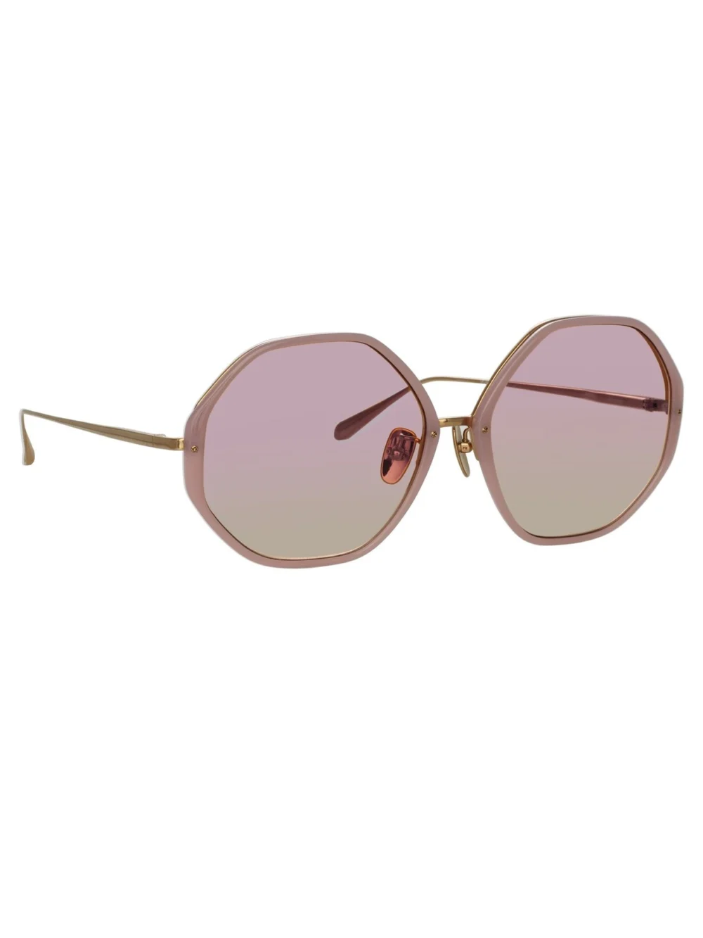 Linda Farrow Alona Sunglasses, 22k gold and lilac, view 3