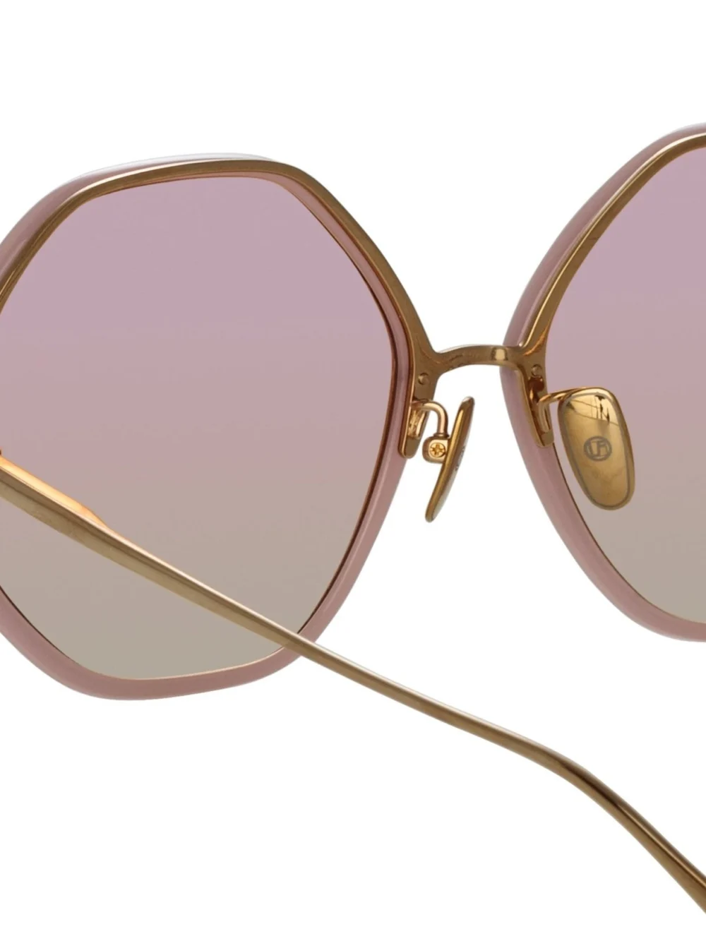 Linda Farrow Alona Sunglasses, 22k gold and lilac, view 4