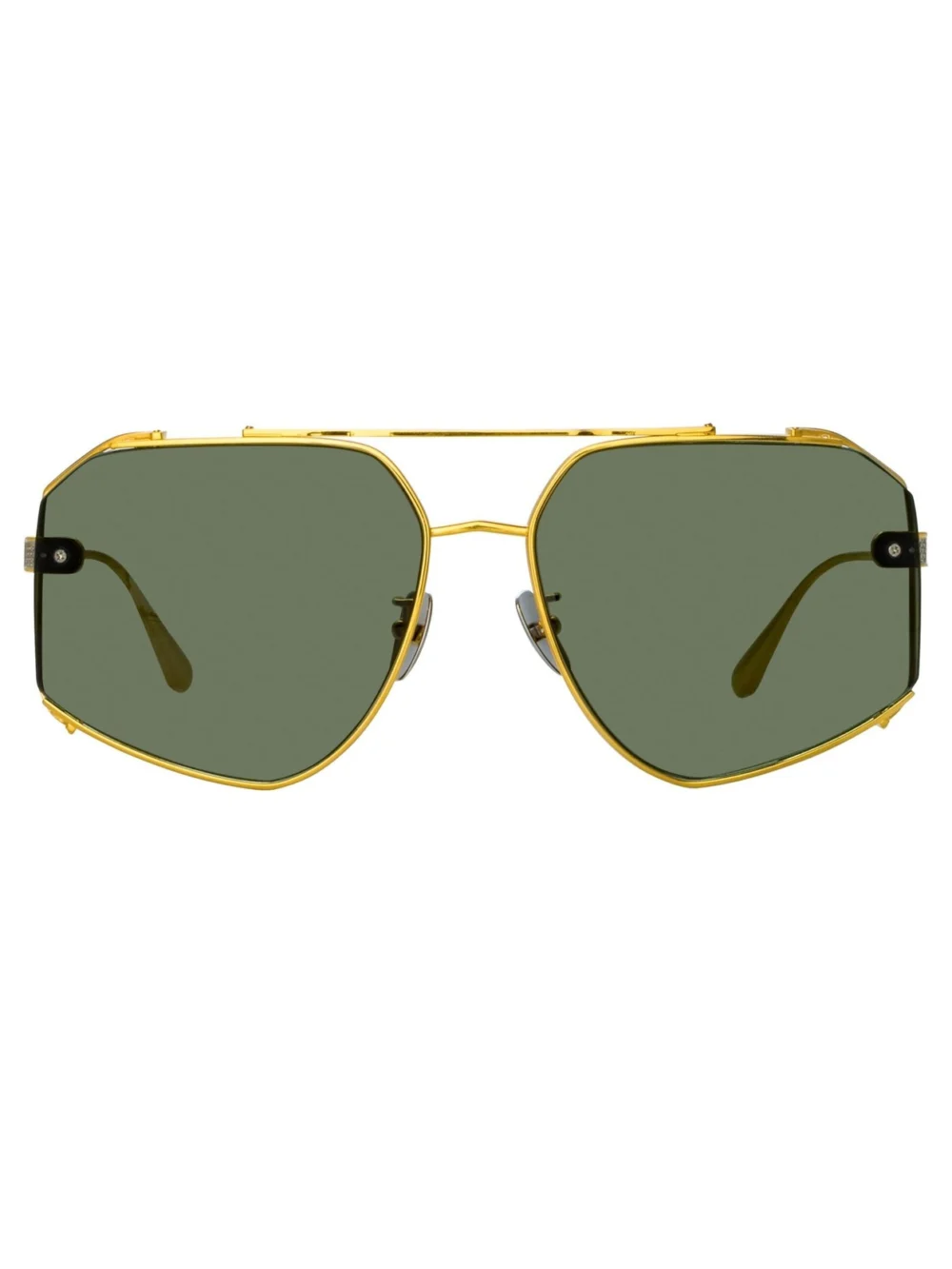 Linda Farrow Amar Sunglasses in 22k gold and green