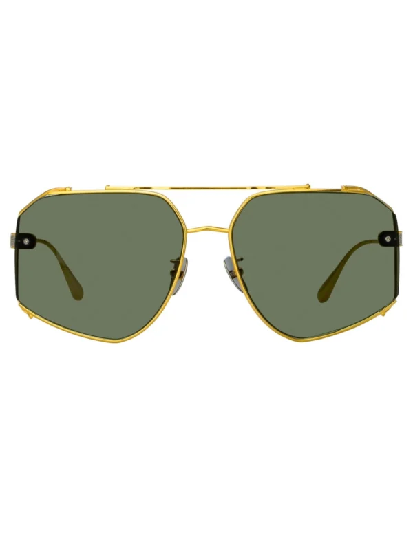 Linda Farrow Amar Sunglasses in 22K Gold and Green