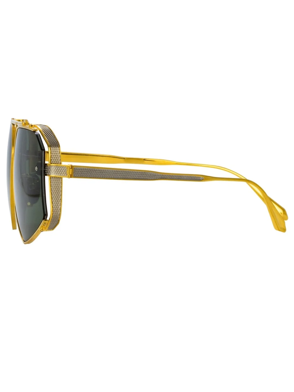 Linda Farrow Amar Sunglasses, 22k gold and green, view 5
