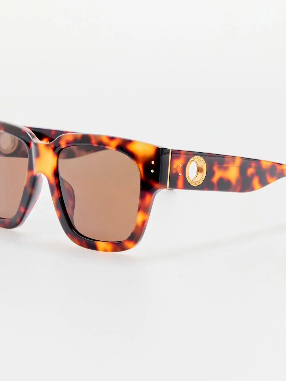 Linda Farrow Amber Sunglasses, tortoiseshell, view 2