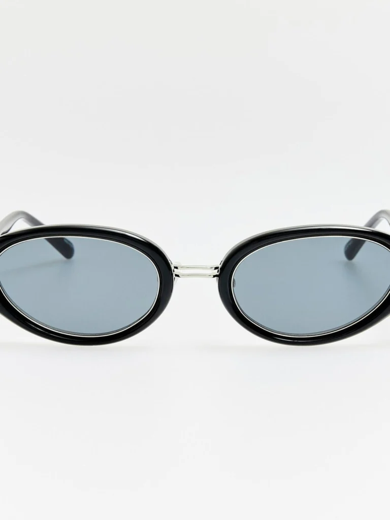 Linda Farrow Ambra Oval Sunglasses in Black and Grey