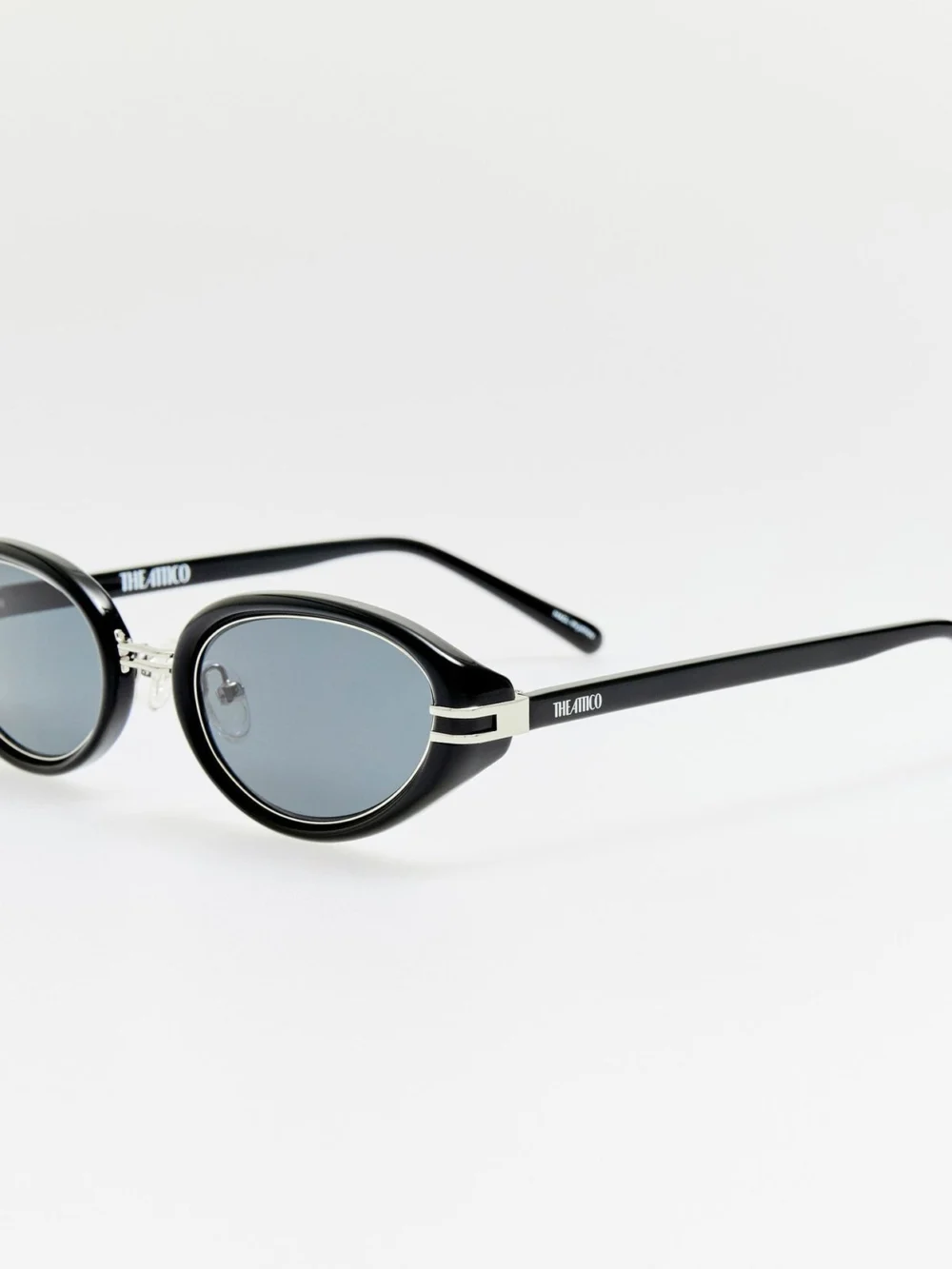 Linda Farrow Ambra Oval Sunglasses, black and grey, view 2