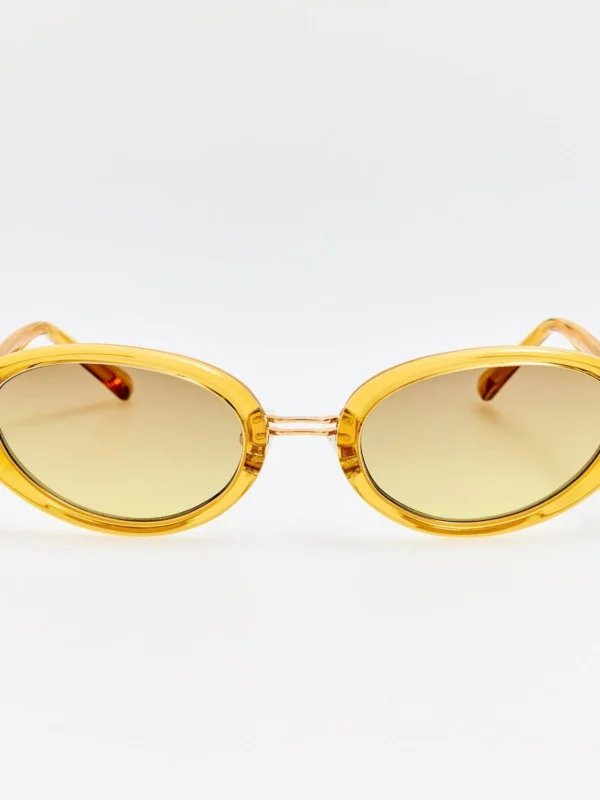 Linda Farrow Ambra Oval Sunglasses in Mustard