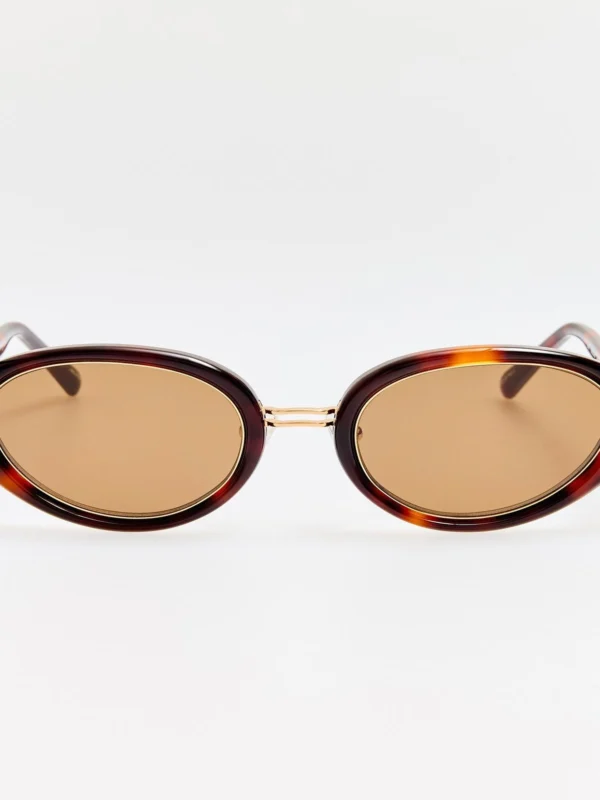 Linda Farrow Ambra Oval Sunglasses in Tortoiseshell