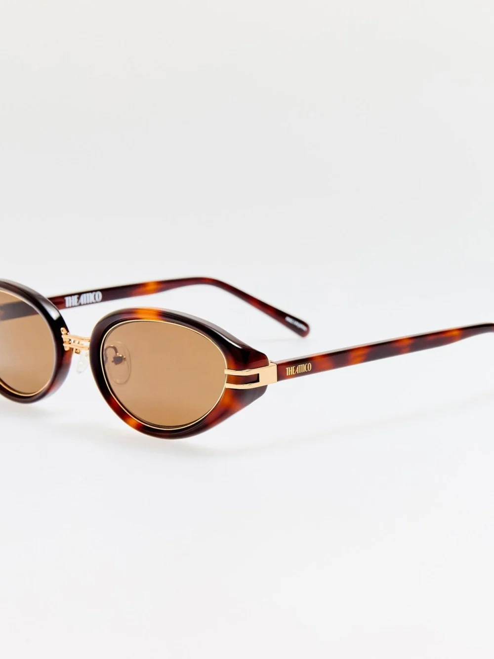 Linda Farrow Ambra Oval Sunglasses, tortoiseshell, view 2