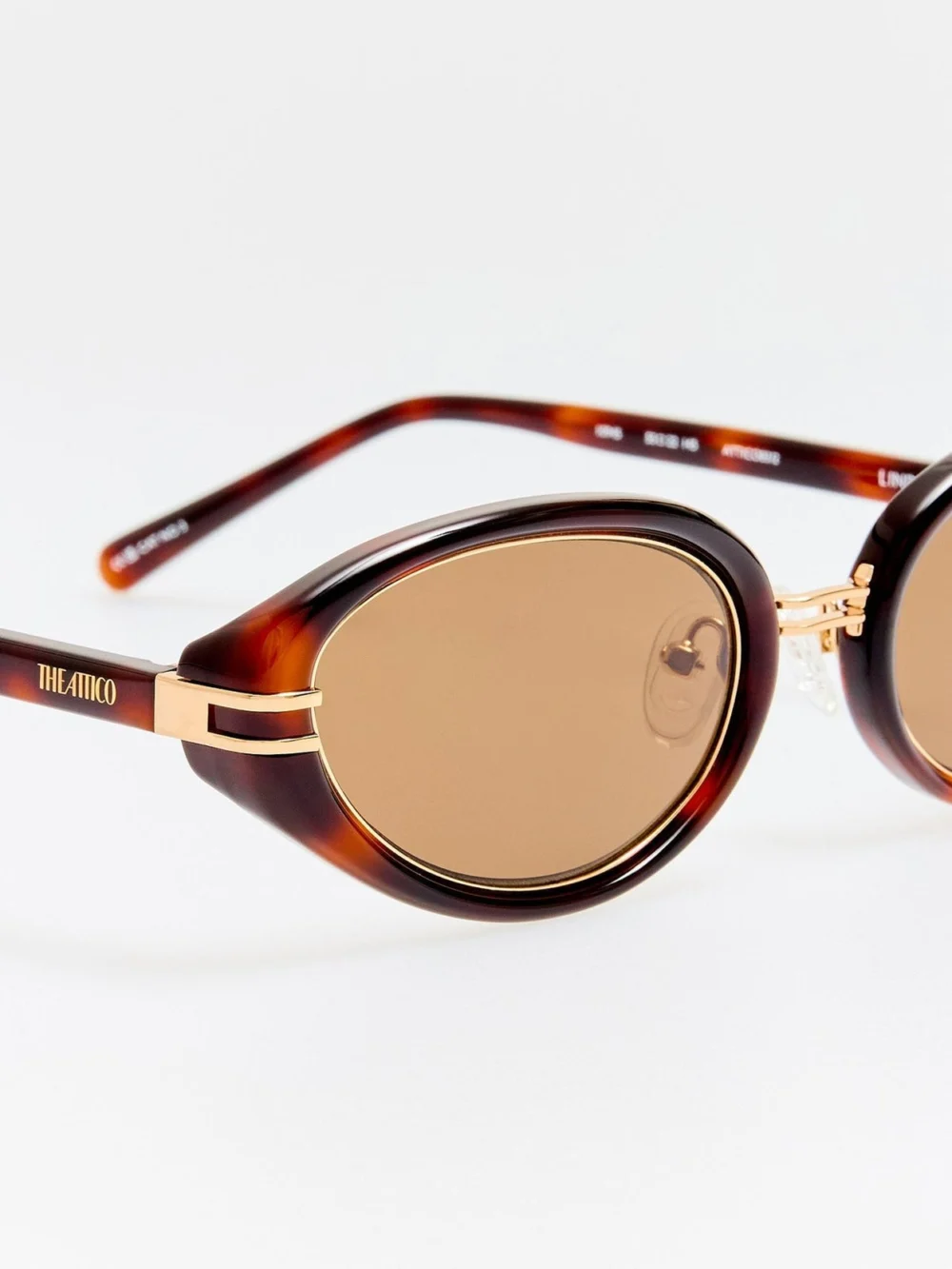 Linda Farrow Ambra Oval Sunglasses, tortoiseshell, view 4
