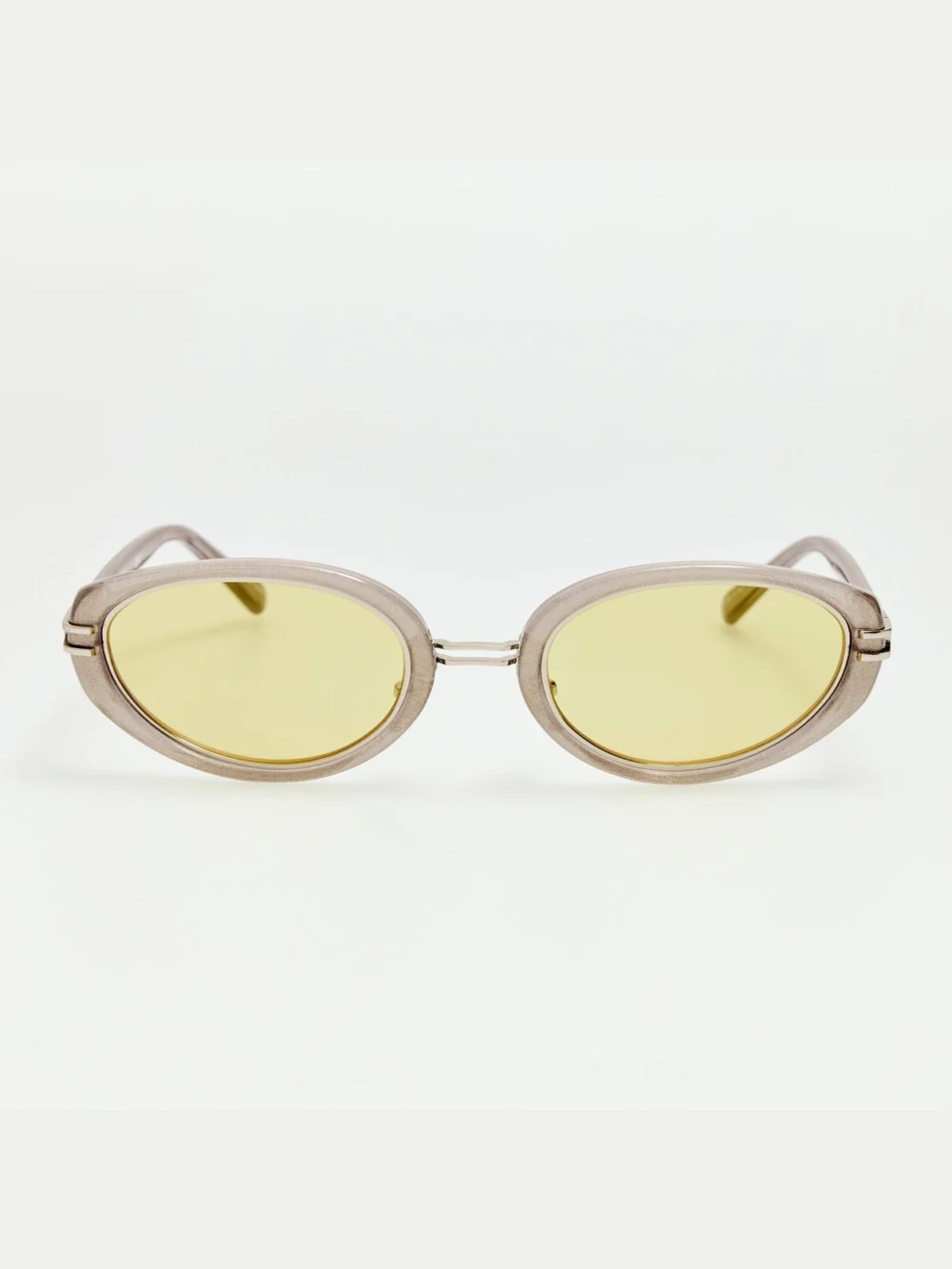 Linda Farrow Ambra Sunglasses in silver glitter and yellow