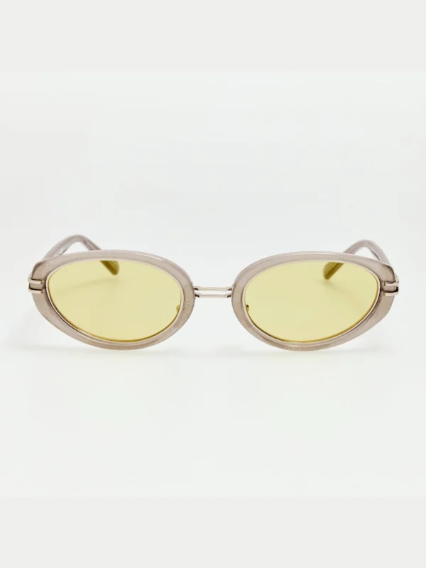 Linda Farrow Ambra Sunglasses in Silver Glitter and Yellow