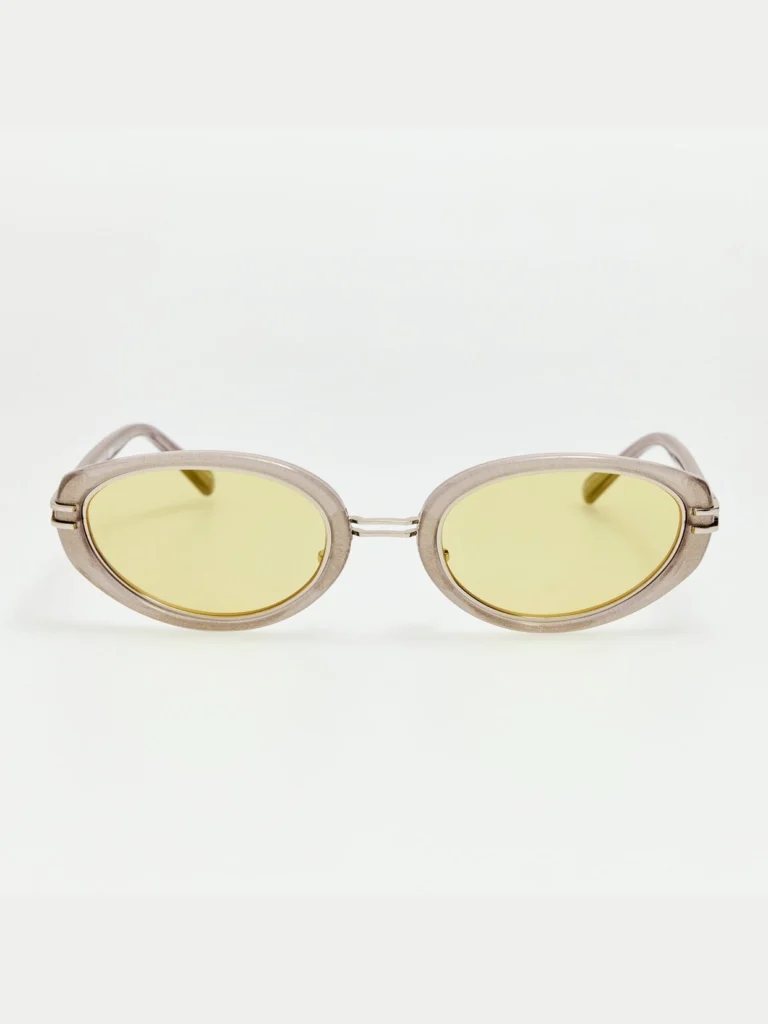 Linda Farrow Ambra Sunglasses in Silver Glitter and Yellow