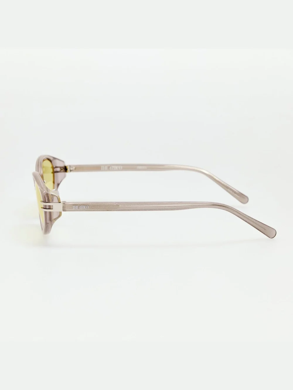 Linda Farrow Ambra Sunglasses, silver glitter and yellow, view 5