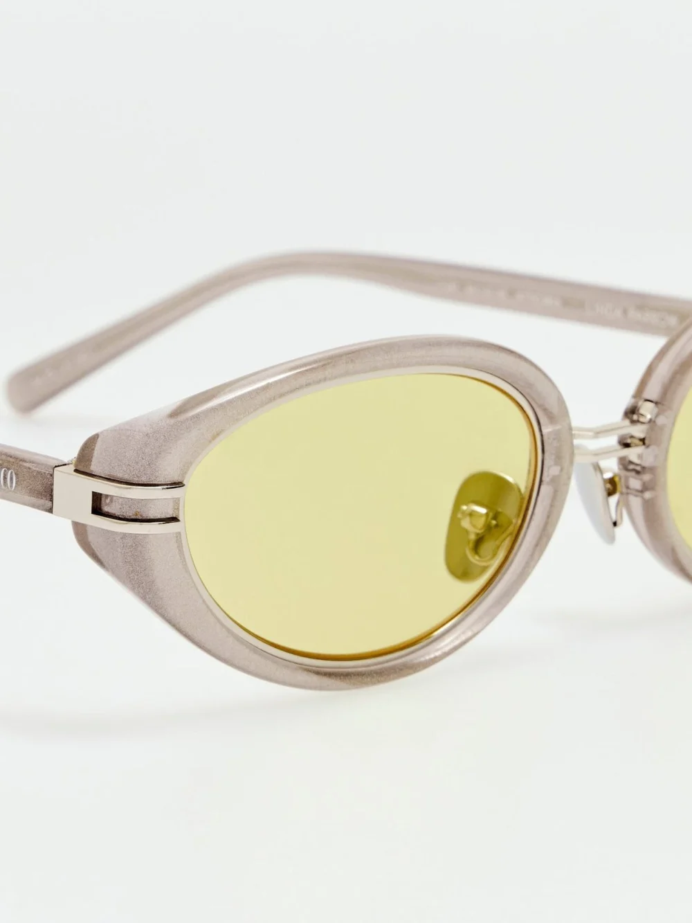 Linda Farrow Ambra Sunglasses, silver glitter and yellow, view 6