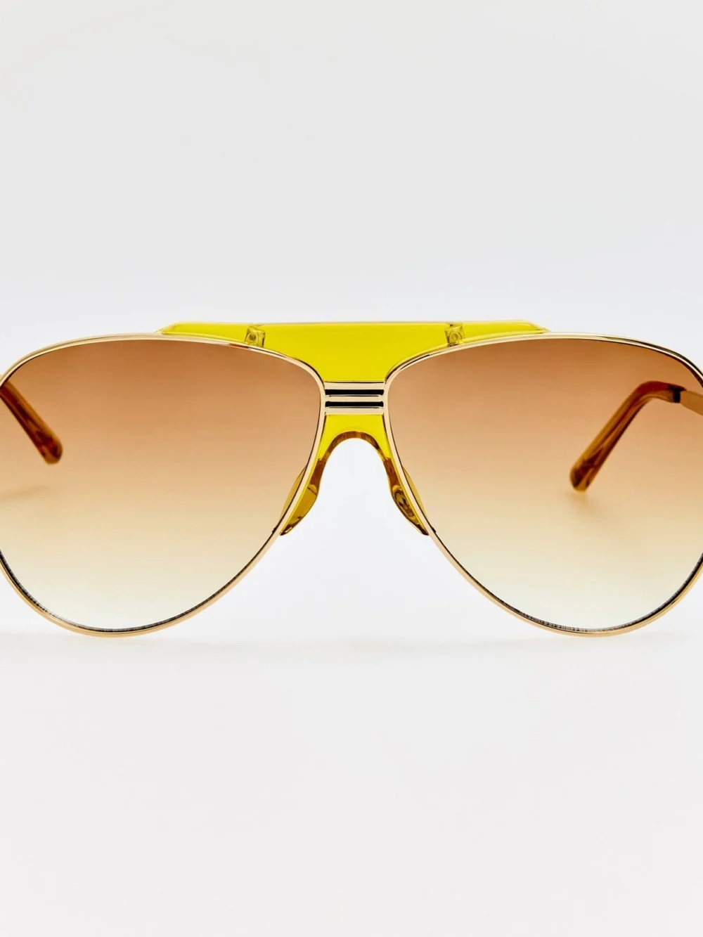 Linda Farrow Amelia Sunglasses in gold and mustard