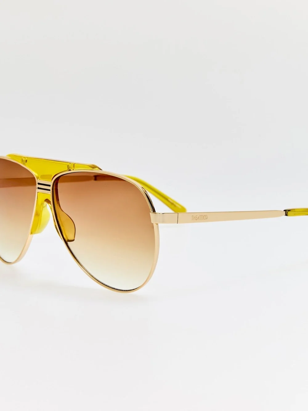 Linda Farrow Amelia Sunglasses, gold and mustard, view 2