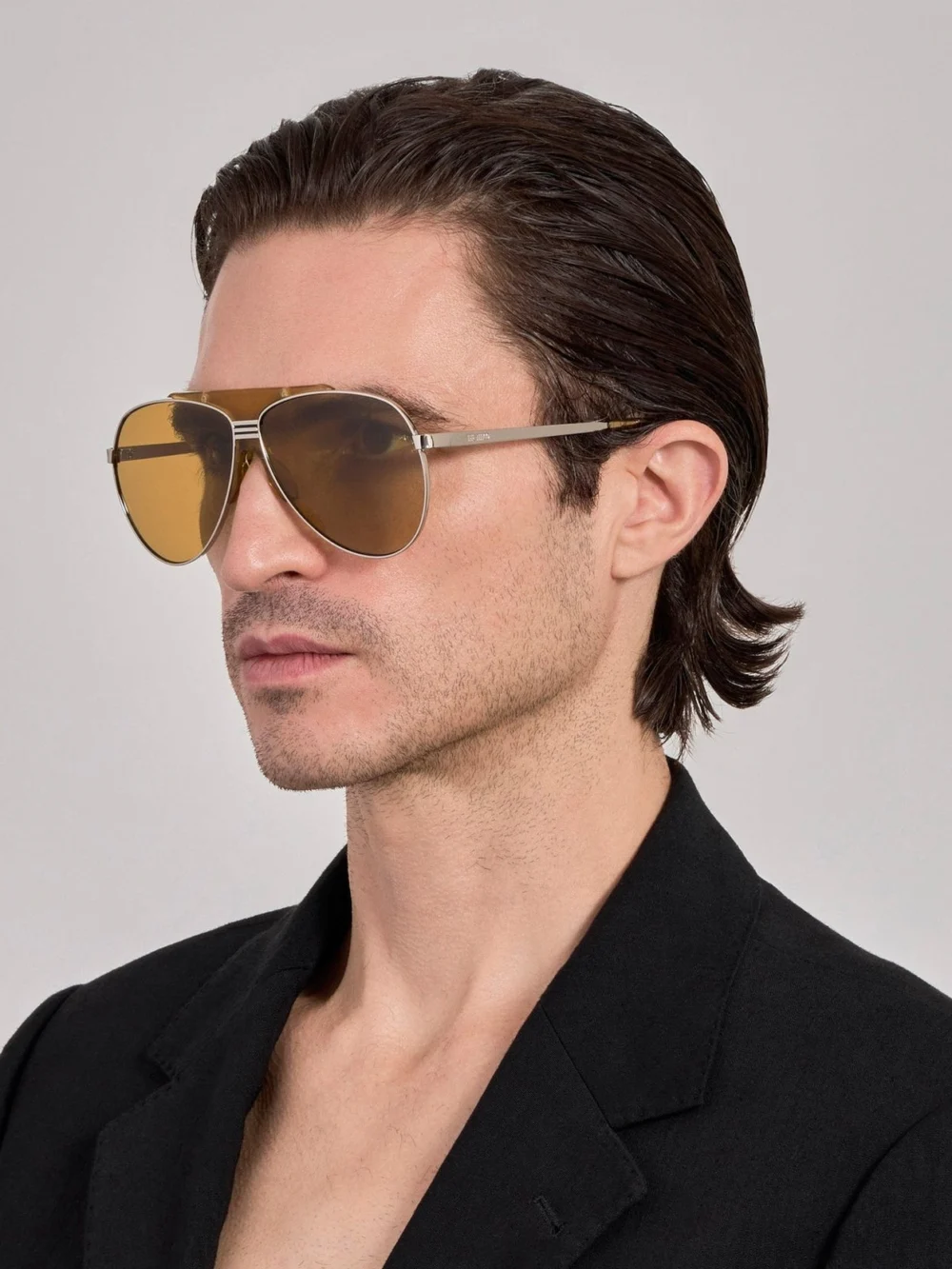 Linda Farrow Amelia Sunglasses, gold and mustard, view 4