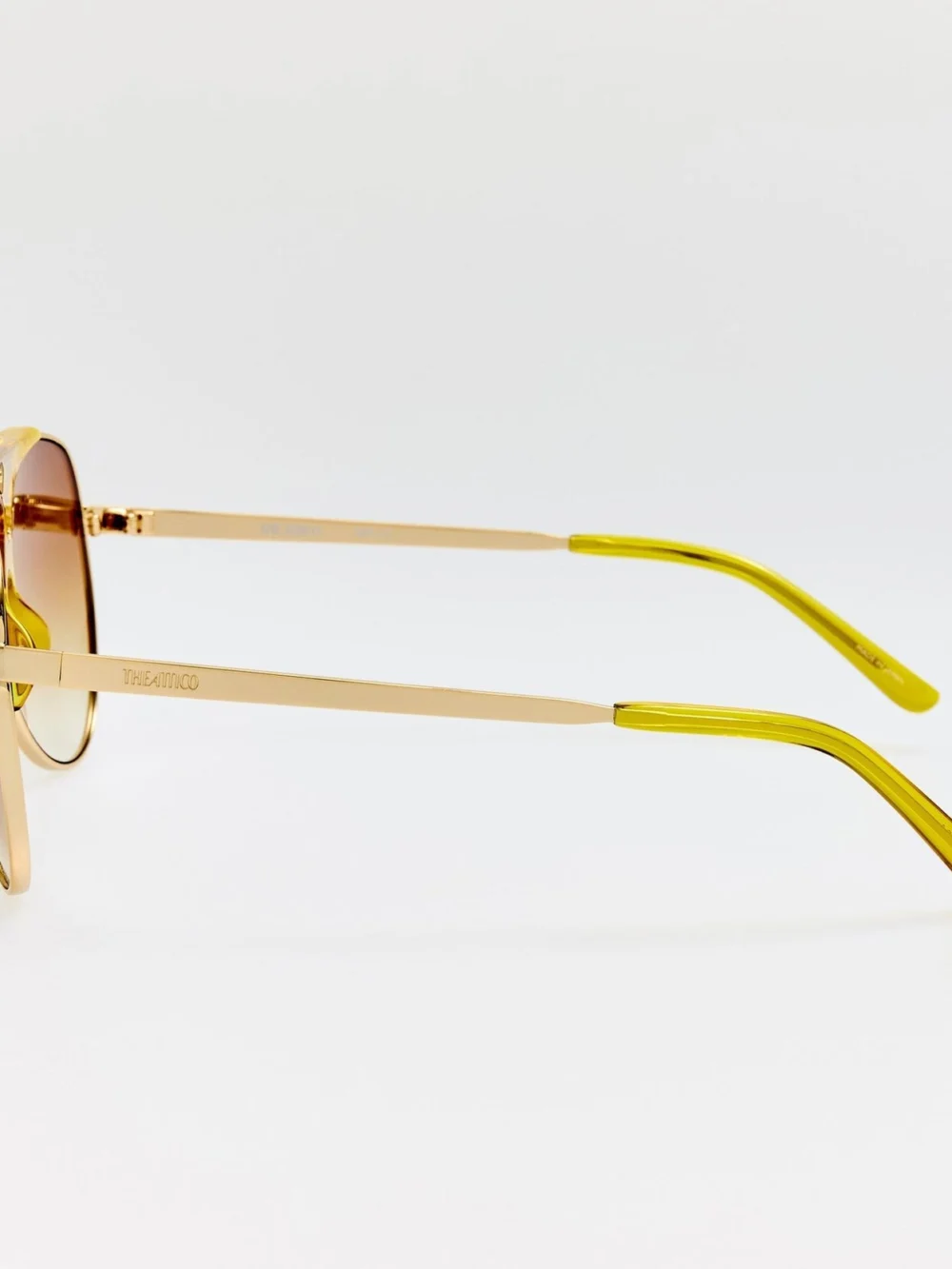 Linda Farrow Amelia Sunglasses, gold and mustard, view 5